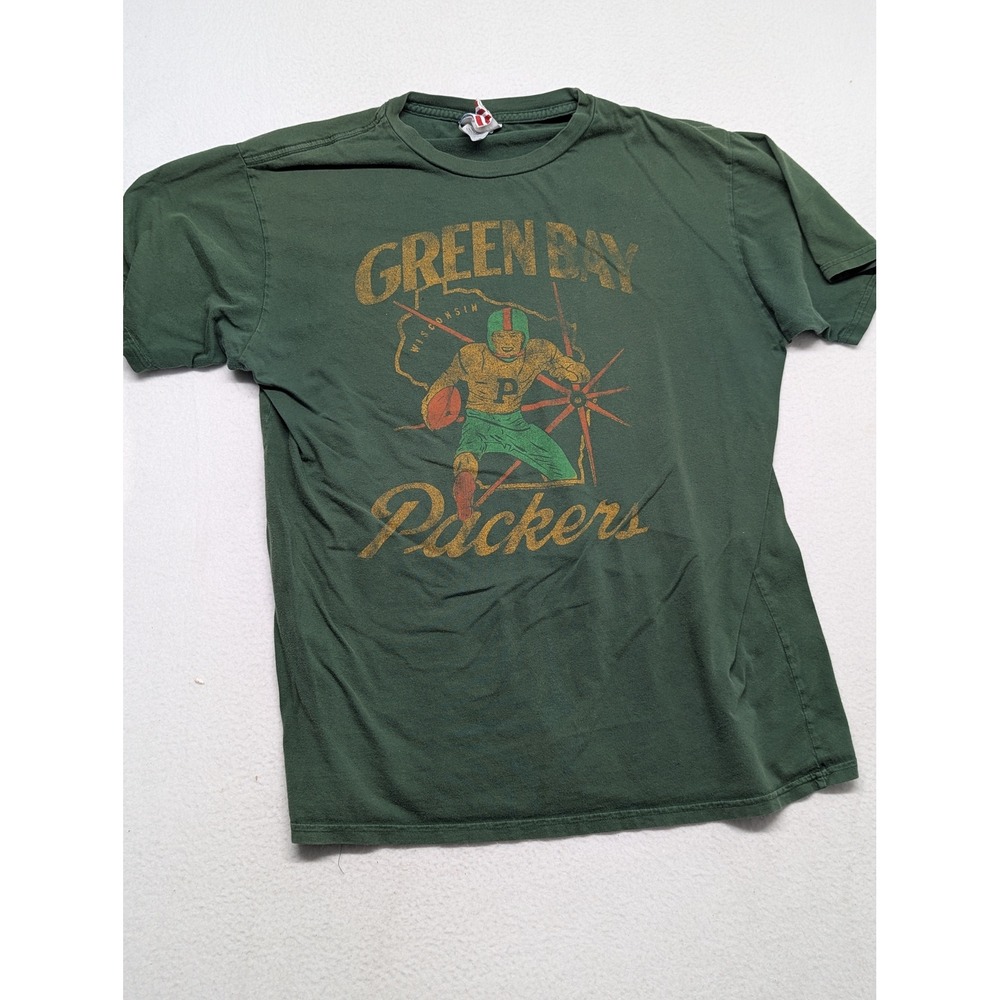 Junk Food NFL Green Bay Packers Graphic T-Shirt Green Vintage Style Mens Large